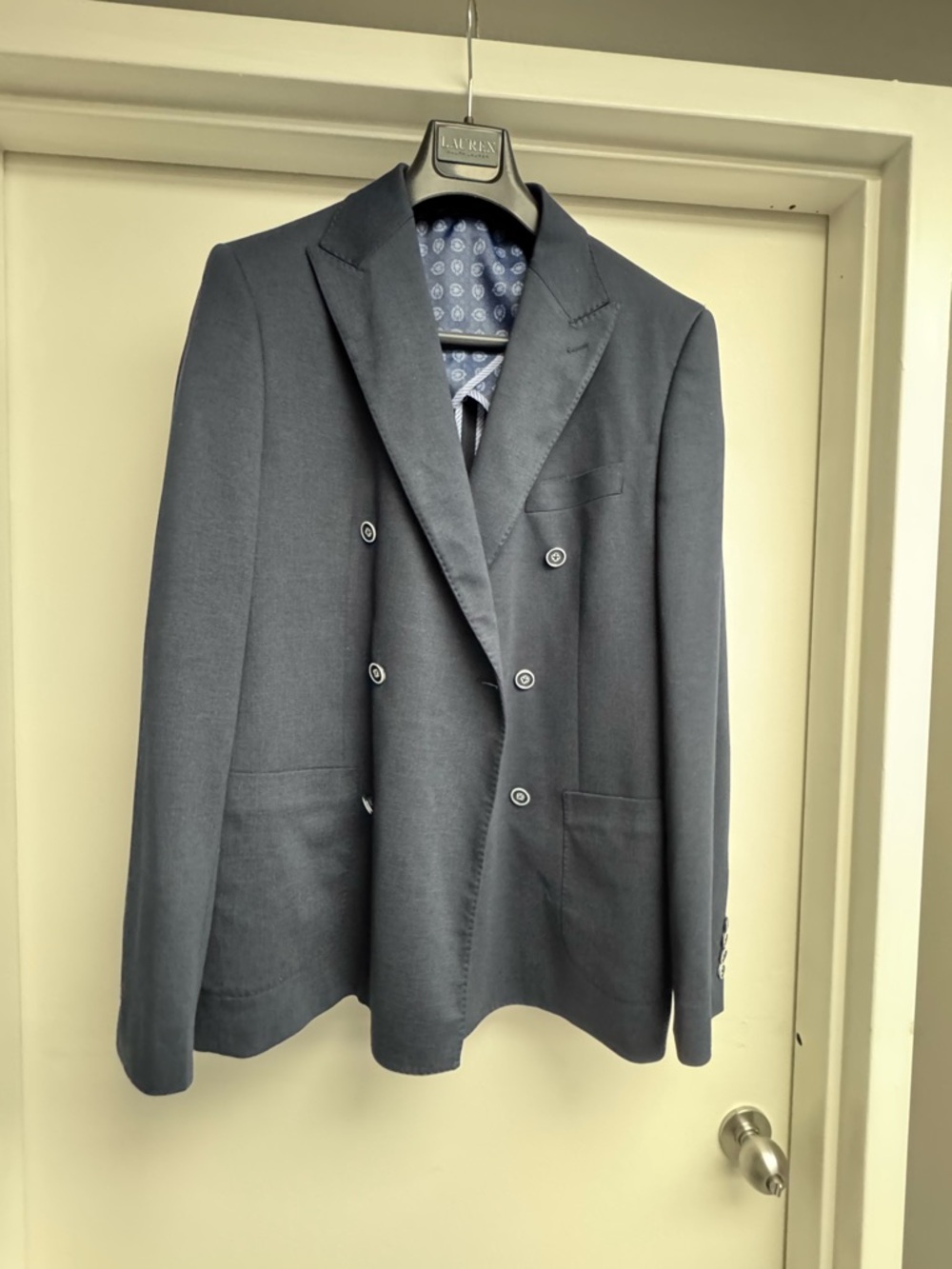 Men's Double-Breasted Dark Navy Sport Coat by